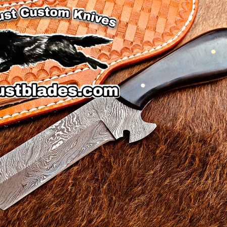 Black Smith Made Of Damascus Steel Full Tang Blade Bull Cutter knife…