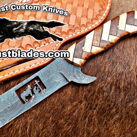 Black Smith Made Of Damascus Steel Full Tang Blade Bull Cutter Knife…