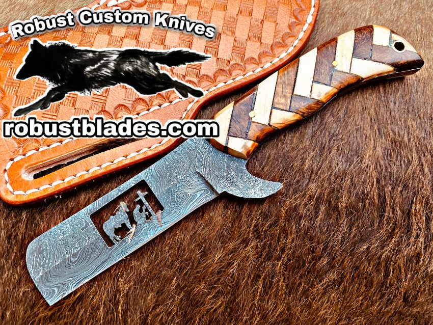 Black Smith Made Of Damascus Steel Full Tang Blade Bull Cutter Knife…