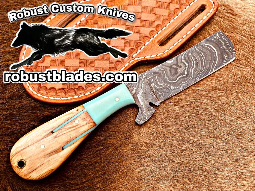 Black Smith Made Of Damascus Steel Full Tang Steel Full Tang Blade Bull Cutter Knife…