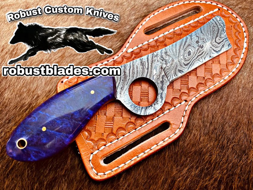 Black Smith Made Of Damascus Steel Full Tang Blade Pistol Cutter Knife…