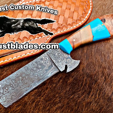 Black Smith Made Of Damascus Steel Full Tang Blade Bull Cutter knife…