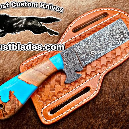 Black Smith Made Of Damascus Steel Full Tang Blade Bull Cutter knife…