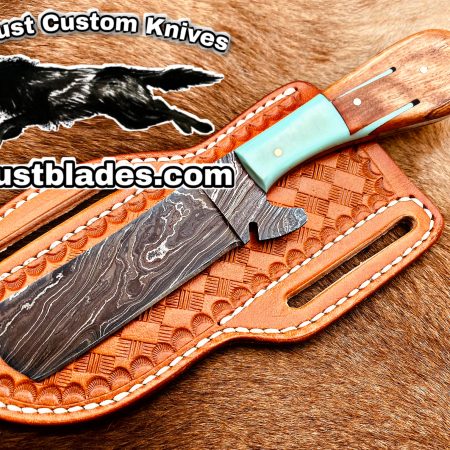 Black Smith Made Of Damascus Steel Full Tang Steel Full Tang Blade Bull Cutter Knife…