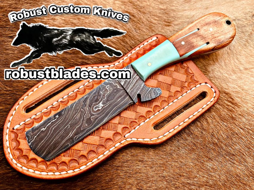 Black Smith Made Of Damascus Steel Full Tang Steel Full Tang Blade Bull Cutter Knife…