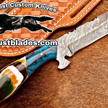 Black Smith Made Of Damascus Steel Full Tang Blade Bull Cutter Knife…