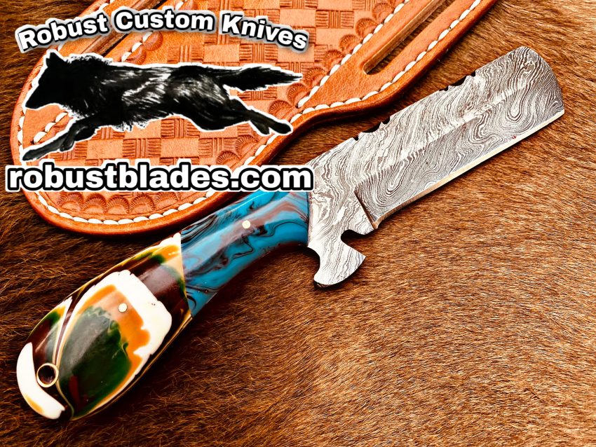 Black Smith Made Of Damascus Steel Full Tang Blade Bull Cutter Knife…