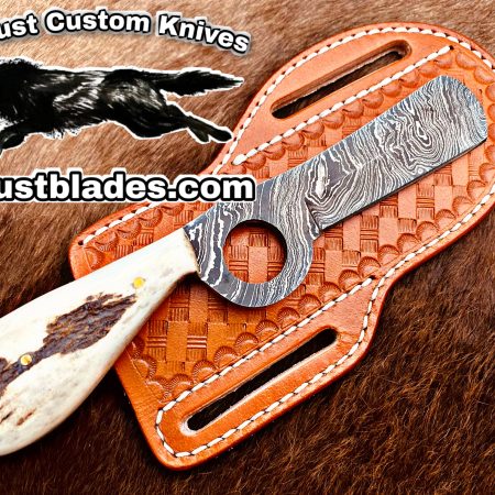 Black Smith Made Of Damascus Steel Full Tang Blade Pistol Cutter Knife…