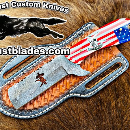 Custom Handmade Knives Black Smith Made Of Damascus Steel Full Tang Blade Bull Cutter Knives…