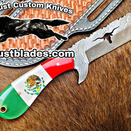 Custom Handmade Knives Black Smith Made Of Damascus Steel Full Tang Blade Bull Cutter Knife…