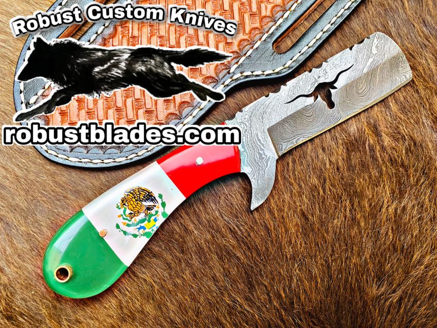 Custom Handmade Knives Black Smith Made Of Damascus Steel Full Tang Blade Bull Cutter Knife…