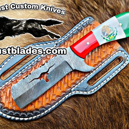 Custom Handmade Knives Black Smith Made Of Damascus Steel Full Tang Blade Bull Cutter Knife…