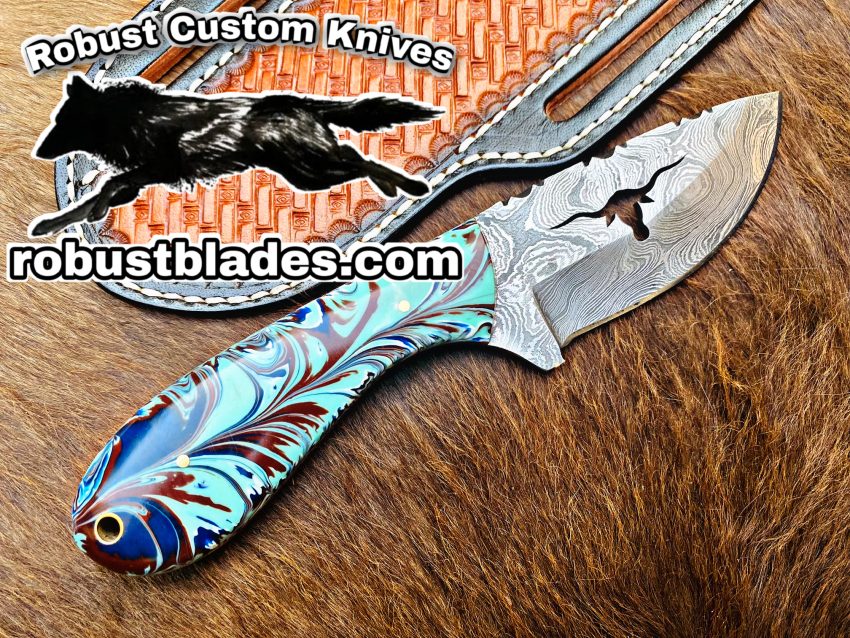 Custom Handmade Knives Black Smith Made Of Damascus Steel Full Tang Blade Bull Cutter Knife…