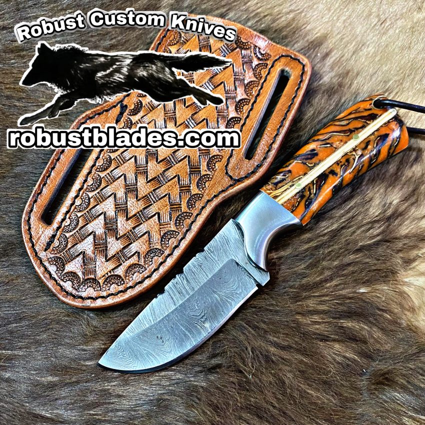 Black Smith Made Of Cowboy And Skinner Knife With Damascus Steel…