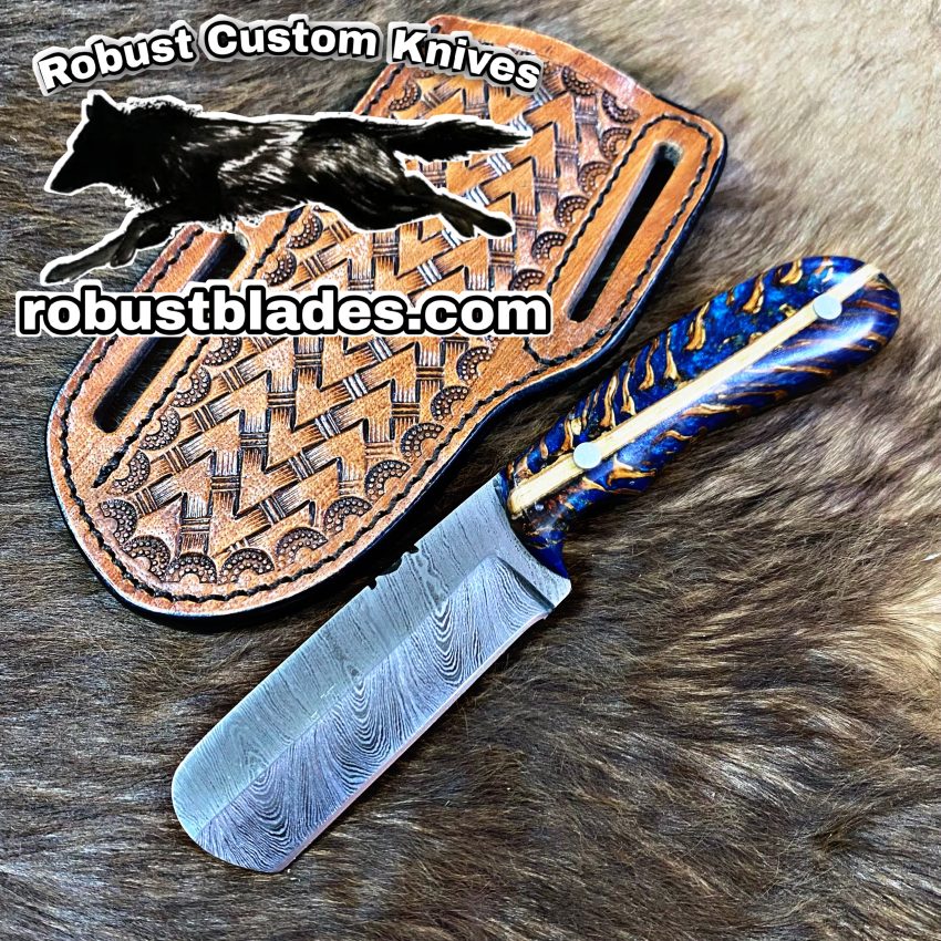 Black Smith Made Of Damascus Steel Full Tang Blade Bull Cutter Knife…