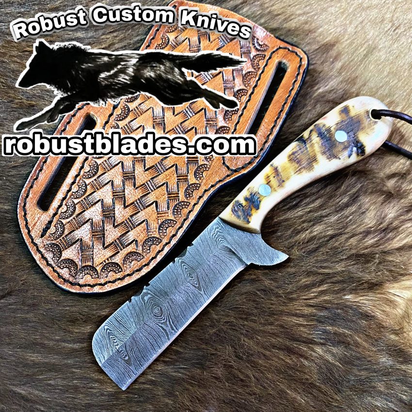 Black Smith Smith Made Of Damascus Steel Full Tang Blade Bull Cutter Knife…