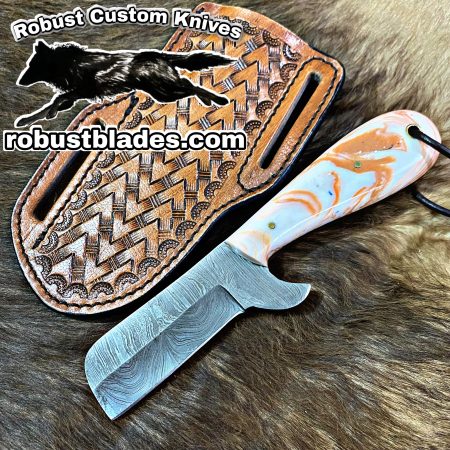 Black Smith Made Of Damascus Steel Full Tang Blade Bull Cutter Knife…