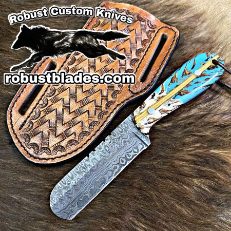 Black Smith Made Of Damascus Steel Full Tang Blade Bull Cutter Knife…