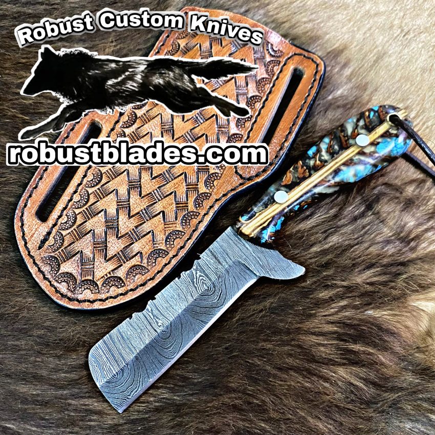 Black Smith Made Of Damascus Steel Full Tang Blade Bull Cutter Knife…