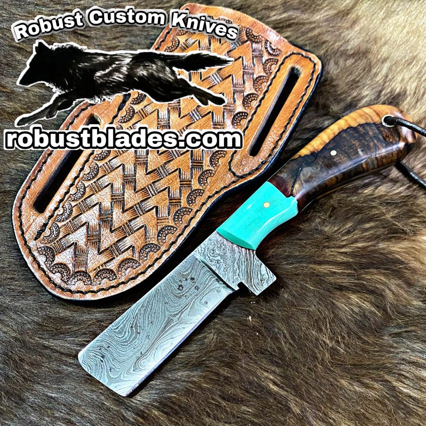 Black Smith Made Of Damascus Steel Full Tang Blade Bull Cutter Knife…