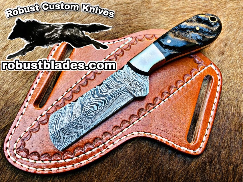 Black Smith Made Damascus Steel Full Tang Blade Bull Cutter Knife…