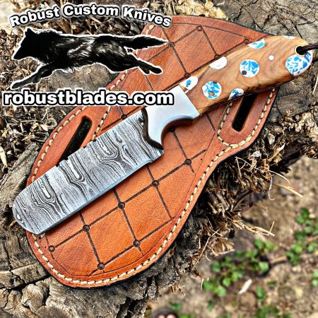 Black Smith Made Of Damascus Steel Full Tang Blade Bull Cutter Knife…