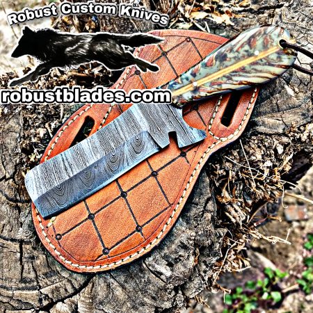 Black Smith Made Of Damascus Steel Full Tang Blade Bull Cutter Knife…