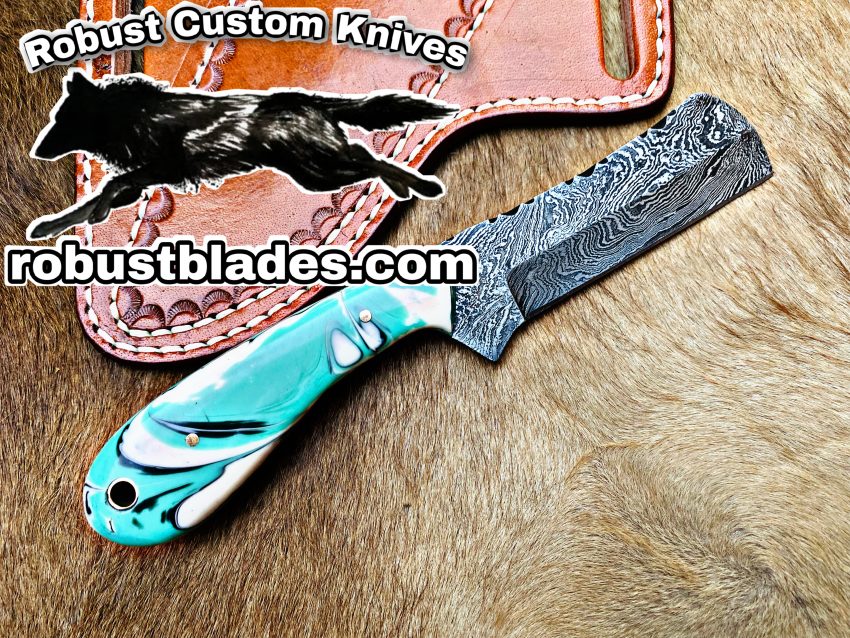 Black Smith Made Of Damascus Steel Full Tang Blade Bull Cutter Knife…