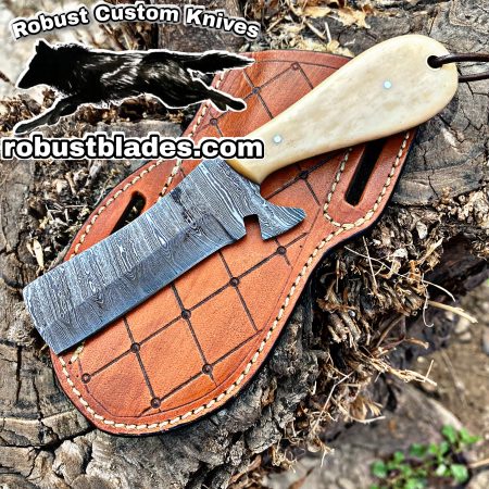 Black Smith Made Of Damascus Steel Full Tang Blade Bull Cutter Knife…