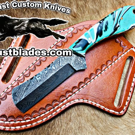 Black Smith Made Of Damascus Steel Full Tang Blade Bull Cutter Knife…