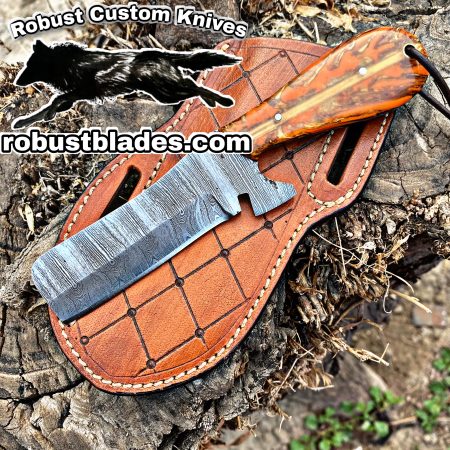 Black Smith Made Of Damascus Steel Full Tang Blade Bull Cutter Knife…