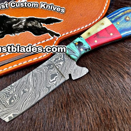 Black Smith Made Of Damascus Steel Full Tang Blade Bull Cutter Knife…