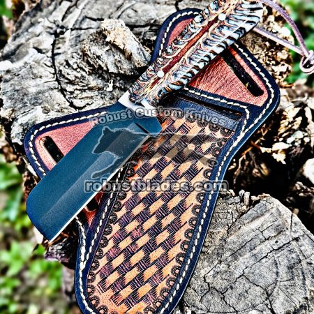 Black Smith Made Of 1080 C12 With Powder Coated Steel Full Tang Blade Handmade Bull Cutter Knife…