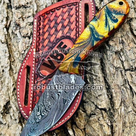 Black Smith Made Of Damascus Steel Handmade Cowboy Knife Get Your Name Or Initial On The Blade And Sheath Just Write Your Initial In The Note…