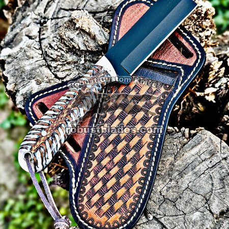 Black Smith Made Of 1080 C12 With Powder Coated Steel Full Tang Blade Handmade Bull Cutter Knife…