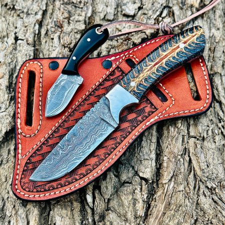 Black Smith Made Of Damascus Steel Handmade Cowboy Knife And 4” Inches Mini Knife…