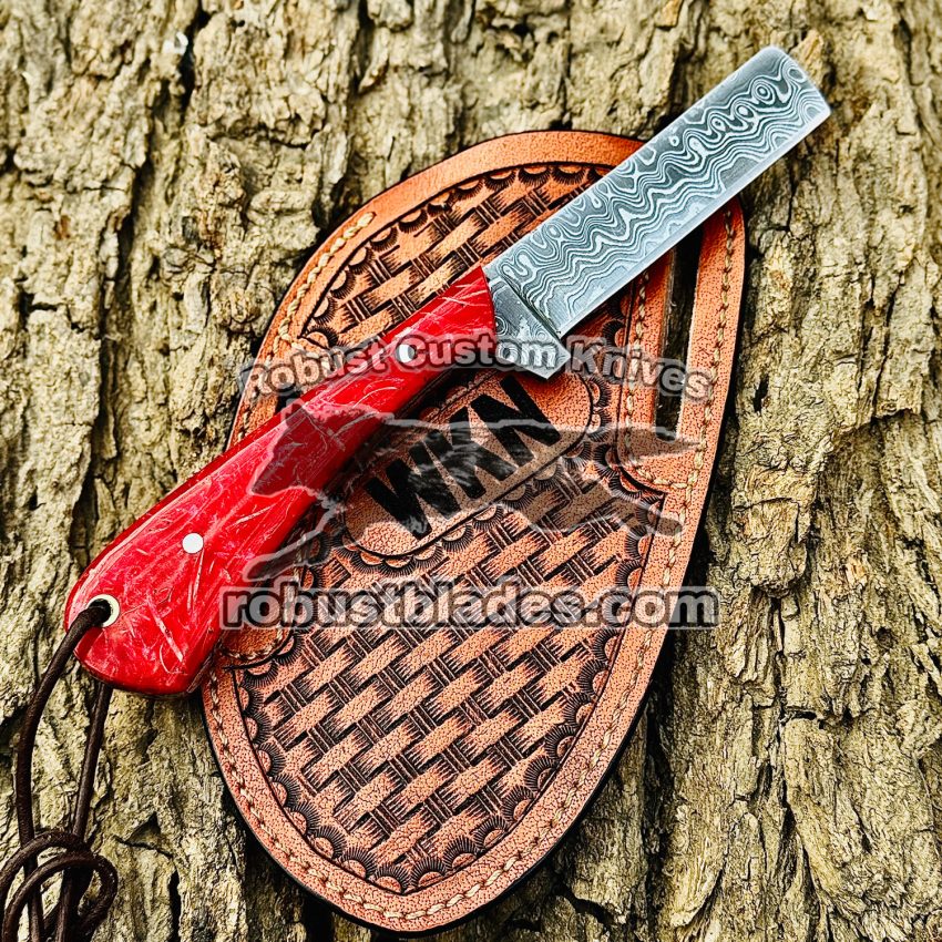 Black Smith Made Of Damascus Steel Handmade Bull Cutter Knife Get Your Name Or Initials On The Blade And Sheeth Just Write Your initials In The Note…