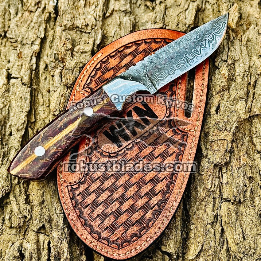 Black Smith Made Of Damascus Steel Handmade Cowboy Knife Get Your Name Or Initials On The Blade And Sheeth Just Write Your Initials In The Note…