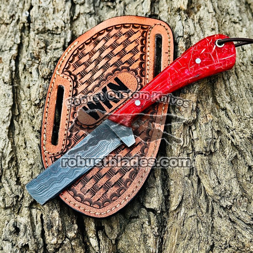 Black Smith Made Of Damascus Steel Handmade Bull Cutter Knife Get Your Name Or Initials On The Blade And Sheeth Just Write Your initials In The Note…